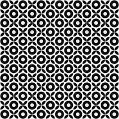 Seamless florals and circles vector pattern in black and white. Graphical illustration for a unique wall decor, textiles and interior design.