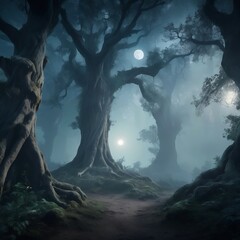 Obraz premium dark blue forest