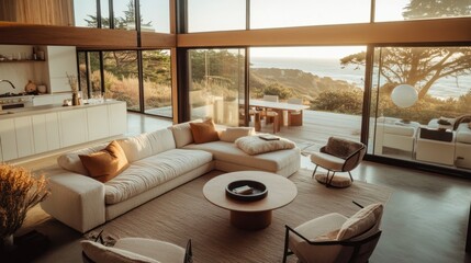 Modern Coastal Living Room with Ocean View