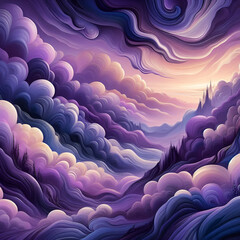 Obraz premium Lavender Drift, Dreamy Fluid Art in Twilight Shades. calmness and dreaminess of a twilight sky. 