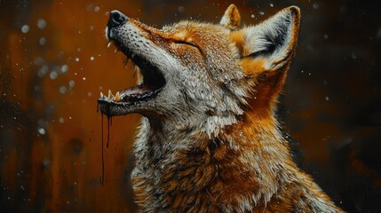 Fototapeta premium Fox howling in winter