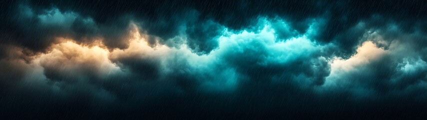 Obraz premium Dark storm clouds and rain with vibrant colors shining through