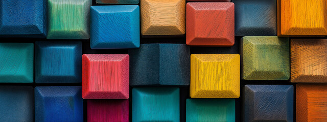 Colorful Wooden Blocks Arranged in an Intricate Pattern Symbolizing AI-Driven Innovation