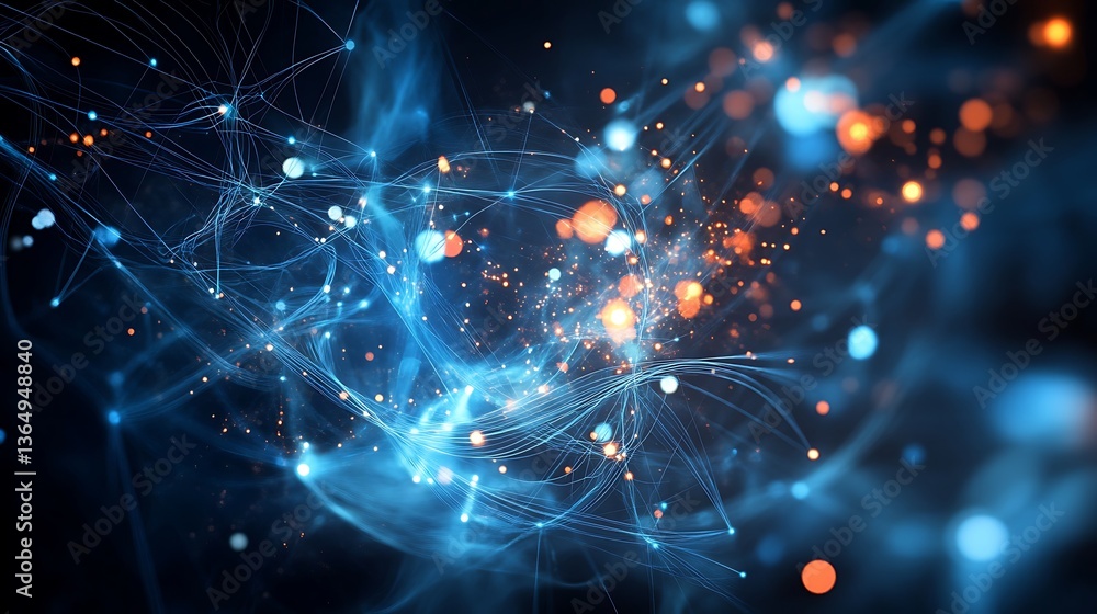 Aufkleber businessman touching virtual ai bot interface with digital network, binary code, stock market graph,