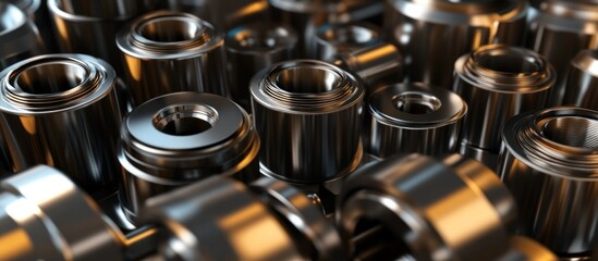 Close-up of Gleaming Metal Components: Precision Engineering and Industrial Design