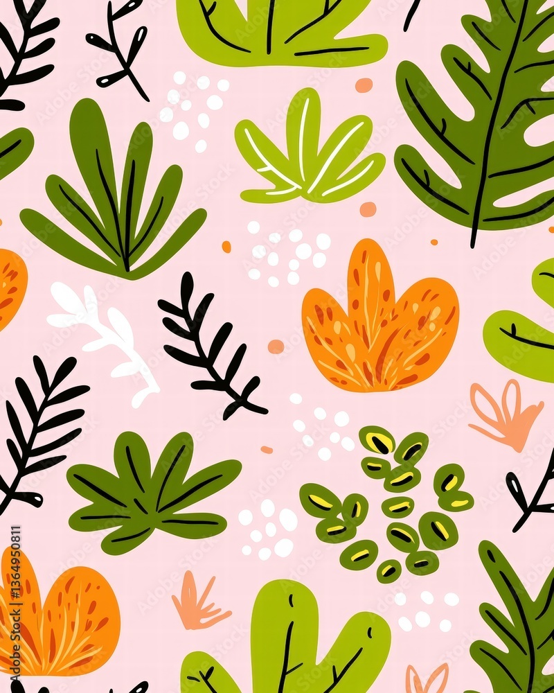 Poster elegant pattern of leaves in various shades creating a natural and tranquil artistic composition