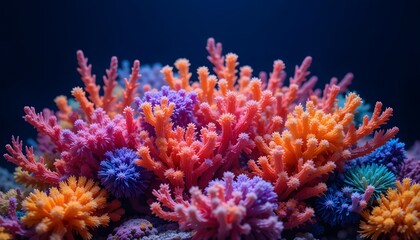 Fototapeta premium Colorful Coral Reef Vibrant Underwater Scene with Various Sea Life