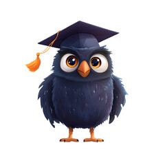 Cute Owl Graduate Illustration on white background