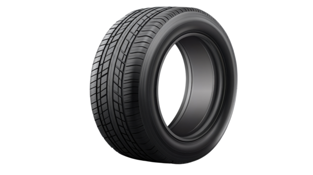 Rubber Road Companion: A detailed view of a modern, high-performance tire, showcasing its intricate tread pattern, and robust sidewalls, ideal for illustrating themes of transportation, automotive.