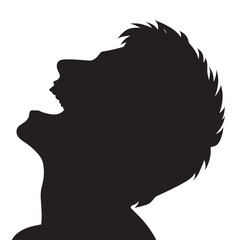 Silhouette of a Person Looking Up - Bold Black and White Illustration
