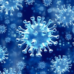 Virus on blue background.