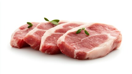 raw low fat pork meat, isolated on a pure white background 