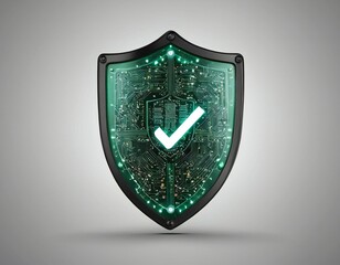 Security shield with symbolizes protection and safety on digital background. futuristic design conveys sense of trust and reliability