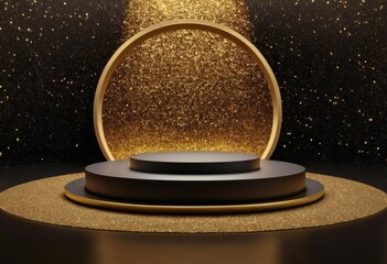 A platform or base for displaying products with an elegant and modern design.