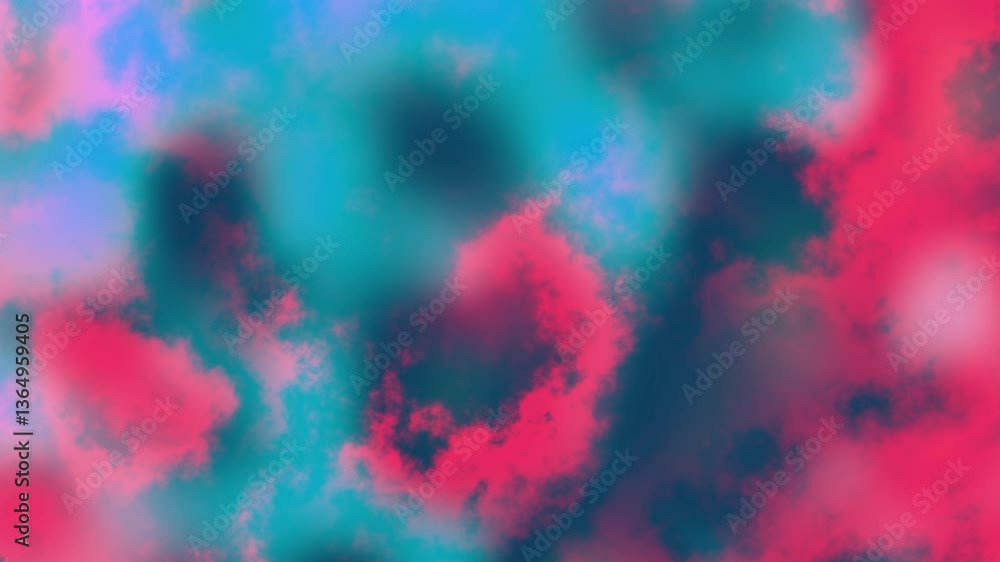 Poster Seamless abstract psychedelic wavy background for loop playback. 4k video. Cloudy nebula background. Natural retro colors.
