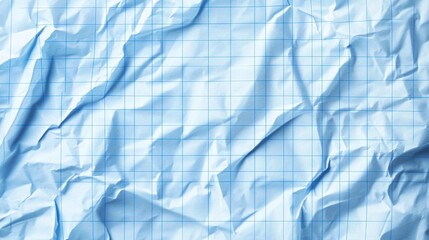 Obraz premium Crumpled light-blue graph paper texture