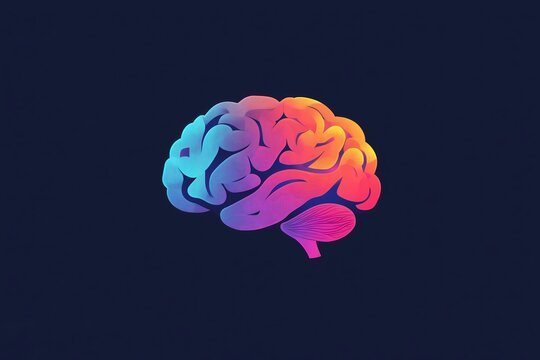 Human brain in various colors glowing on dlack background 