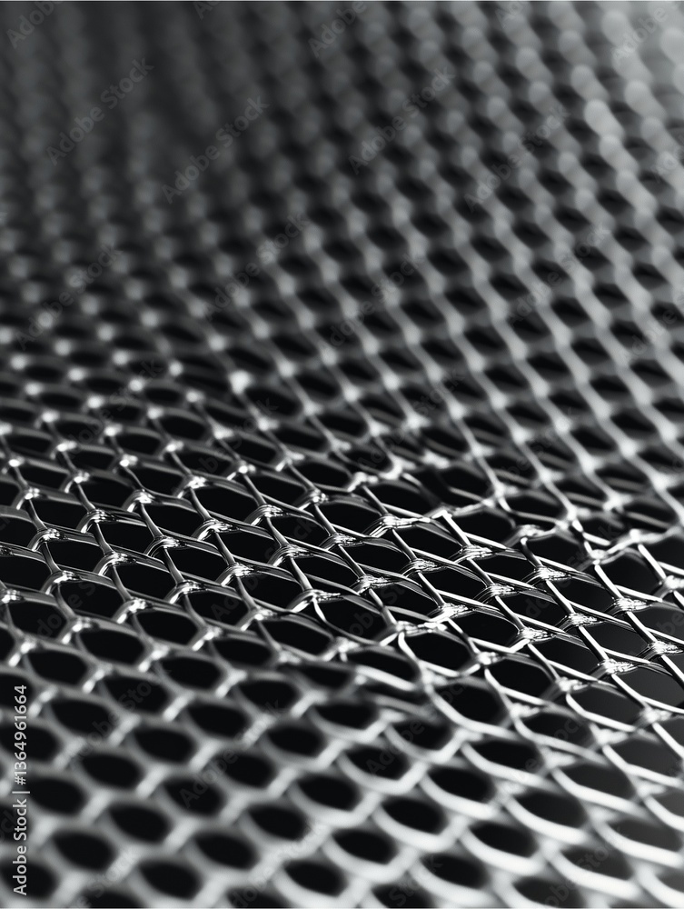 Poster metallic mesh texture: a captivating close-up reveals a textured metallic mesh, creating a complex p
