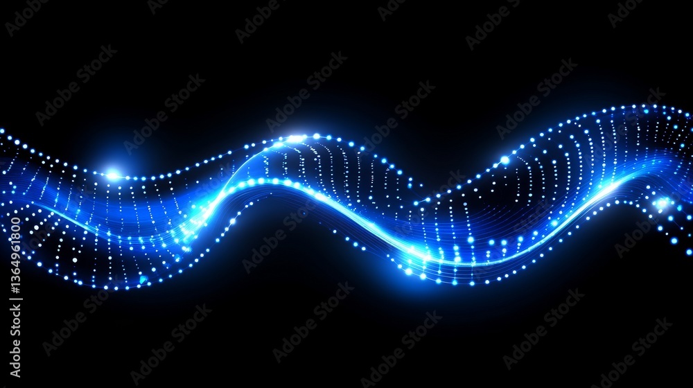 Poster a visually striking digital abstract background with flowing data lines and bright particles, suitab