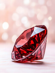 Close-up of a beautiful, brilliant, red gemstone