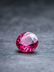 Close-up of a vibrant, round ruby gemstone