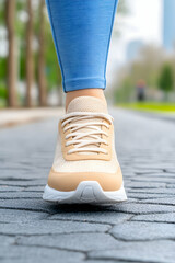 Close-up of woman's walking shoes