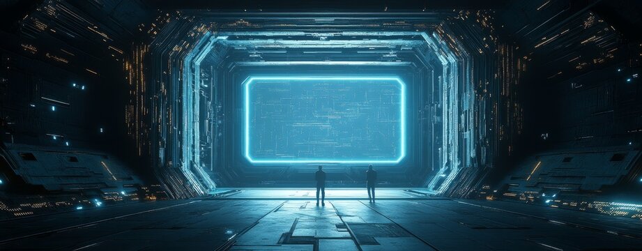 A high-tech digital circuit board design with glowing lines and nodes, showcasing advanced technology and innovation in the digital age. Perfect for projects related to technology