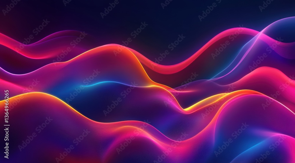 Aufkleber abstract background with gradient color waves and glowing neon lights, soft lines and curves