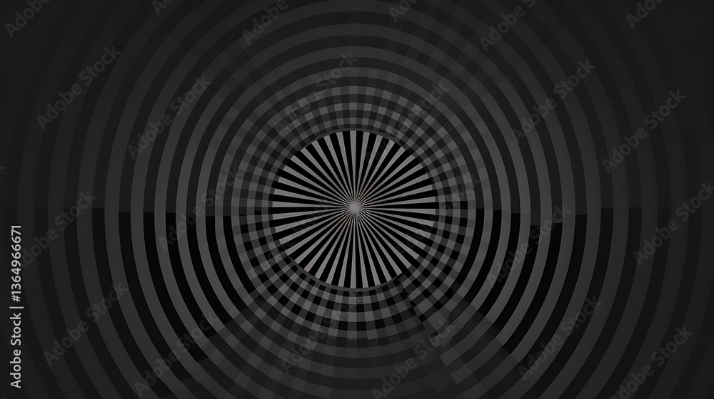 Poster an abstract art piece consisting of concentric circles and patterns