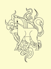 japanese theme doodle hand drawn black and white colour