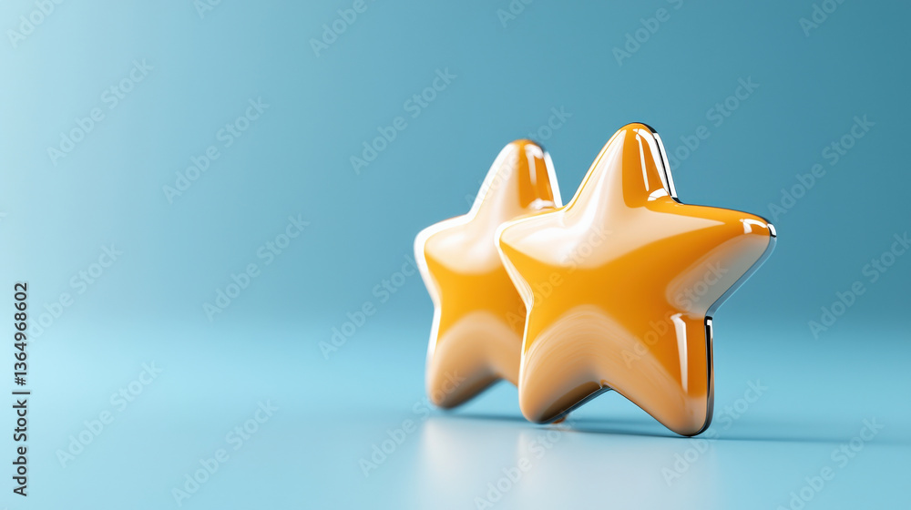 Leinwandbilder two shiny, metallic stars are placed on smooth blue background, creating modern and sleek design. st