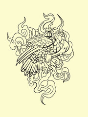 japanese theme doodle hand drawn black and white colour