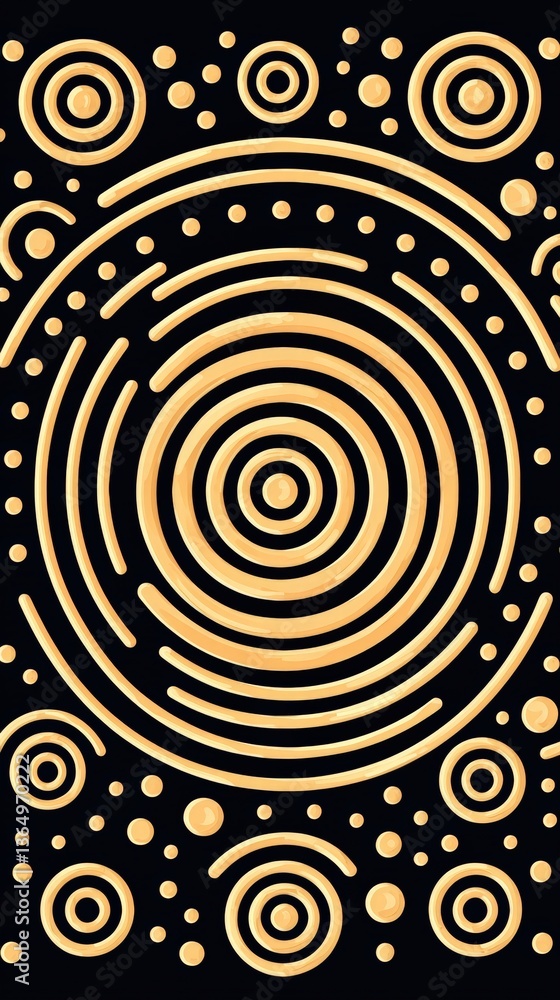 Poster striking golden spiral pattern on a black background creating a stunning visual contrast and depth