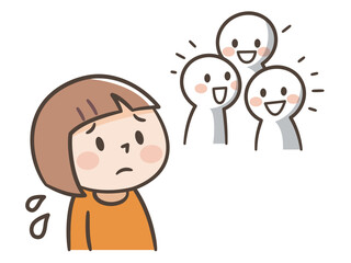 いじめで仲間はずれにされる女の子のイラスト