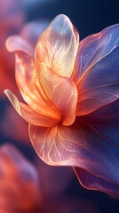Glowing Translucent Flower with Orange and Purple Petals