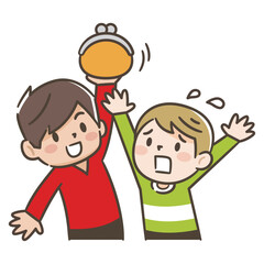 いじめで財布を取り上げられる男の子のイラスト