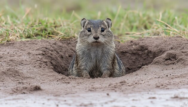 Rock Hyrax Peeking Out of Its Burrow in the African Wilderness. Wildlife Photography.