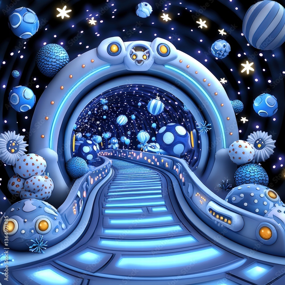 Poster enchanting tunnel filled with a colorful array of flowers creating a dreamy pathway to explore