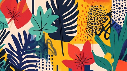 Abstract Tropical Leaves Pattern Background