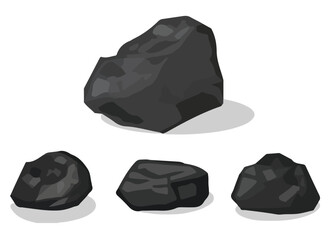 Clip art hand drawn simplistic illustration of different coals, minerals, stones or rocks set. Cartoon game art rocks and stones