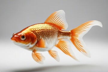 Fototapeta premium Elegant Goldfish Isolated on White Background. Generative AI