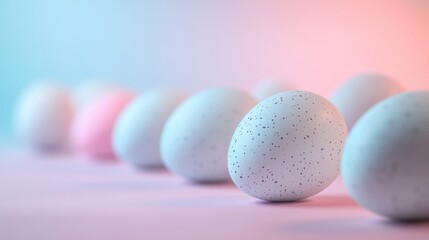 Minimalist Easter Eggs on Pastel Gradient Background