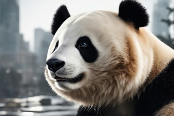Obraz premium Stunning Close-Up Photography of a Playful Panda in Its Natural Habitat. Generative AI