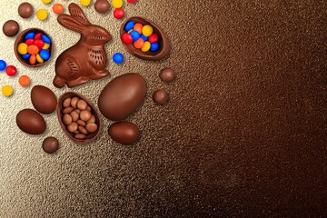 small tasty sweet Chocolate eggs Easter sweet.