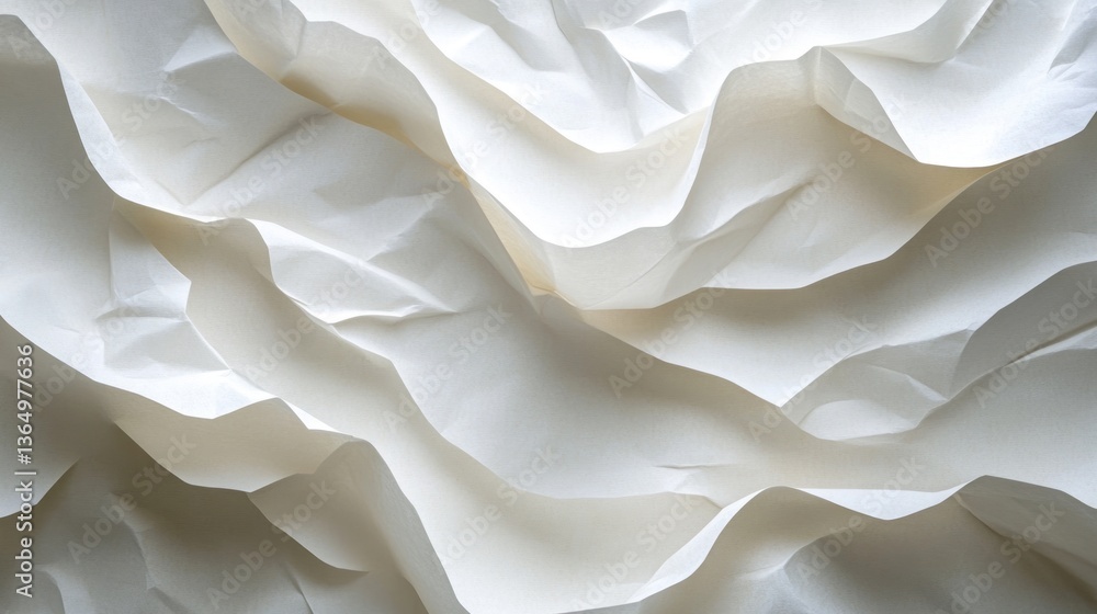 Poster softly illuminated undulating sheets of textured paper creating a gentle three dimensional effect an