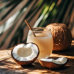 Coconut drink with coconut.