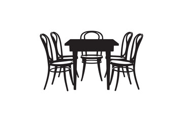 Table chair art silhouettes vector with white background