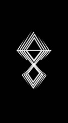 Abstract geometric design featuring sharp lines and diamond shapes in a striking black and white color scheme.