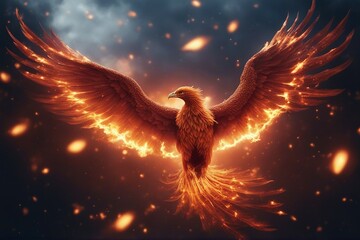 The Phoenix Rising from the Flames – A Symbol of Rebirth and Immortal Strength. Generative AI