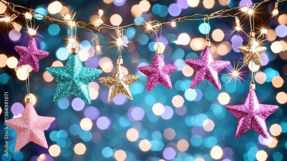 Poster beautiful string of glittering stars captured against a soft background creating a magical effect